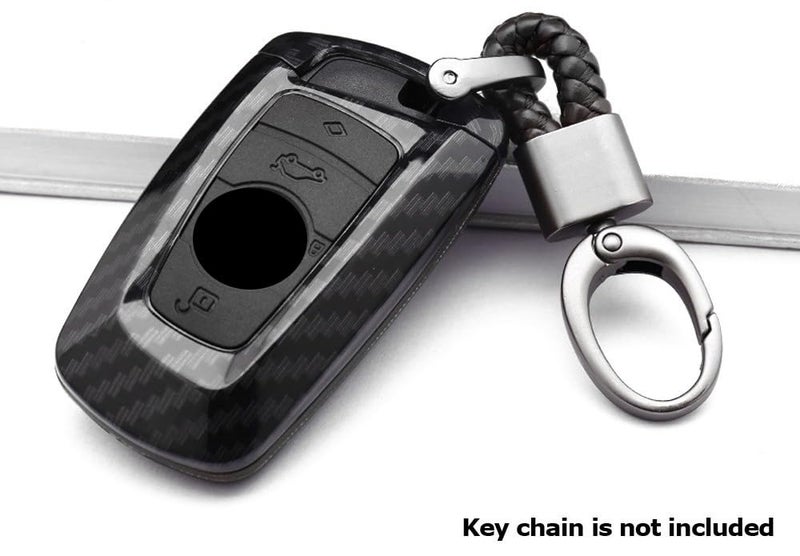 iJDMTOY Carbon Fiber Pattern Smart Key Fob Shell w/Black Silicone Key Button Skin Compatible with BMW 2 3 4 5 6 7 Series X1 X2 X3 X4 (Fit Most Fxx Chassis) - Image 4